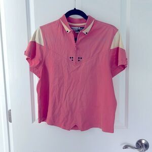 2/20 Jamie Sadock Pink and Cream  1/4 Zip Golf Tennis Pickleball Top